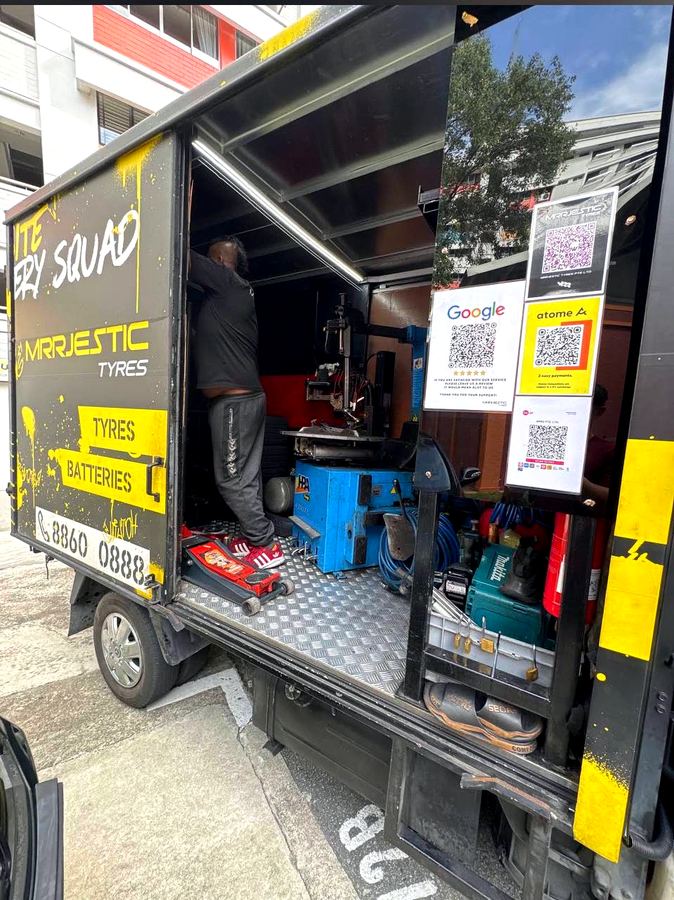 Inside the Mrrjestic Tyres mobile workshop with professional tyre-fitting equipment